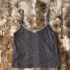 Women's Brown Floral Tank Top